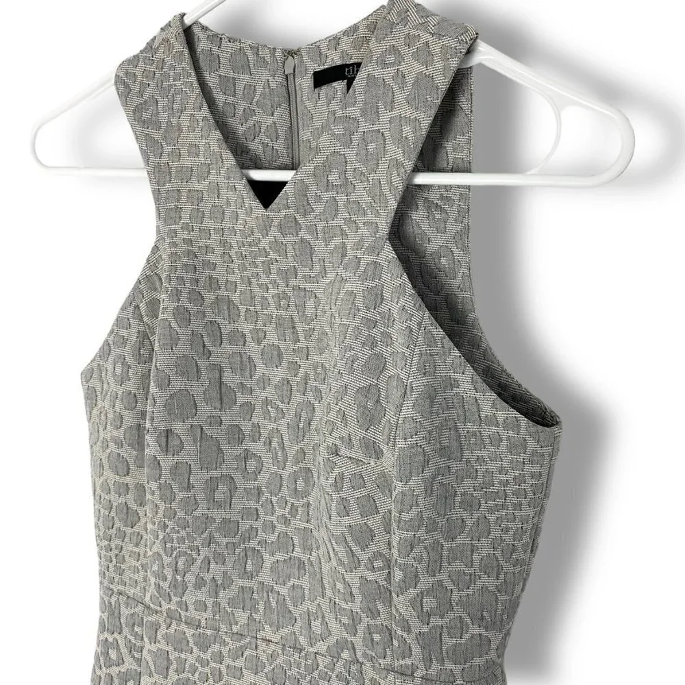 Tibi Animal Print Jacquard Mini Dress, Silver Rime Gray, Sleeveless, Sz 0 NWOT